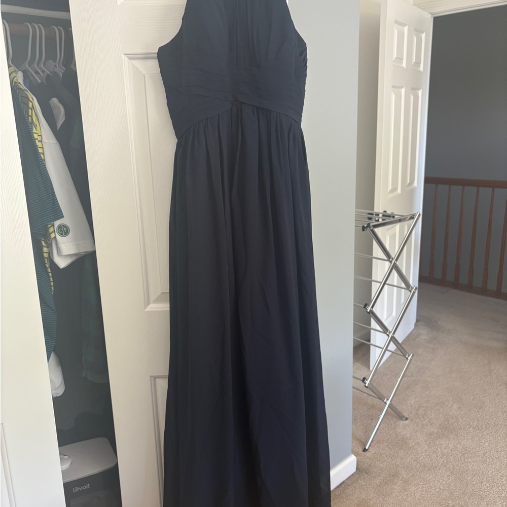 Blue Sleeveless Halter Maxi Gown for Prom